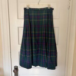 Vintage Pendleton Celebration Tartan 100% Wool Pleated Midi Skirt Size 10 Petite